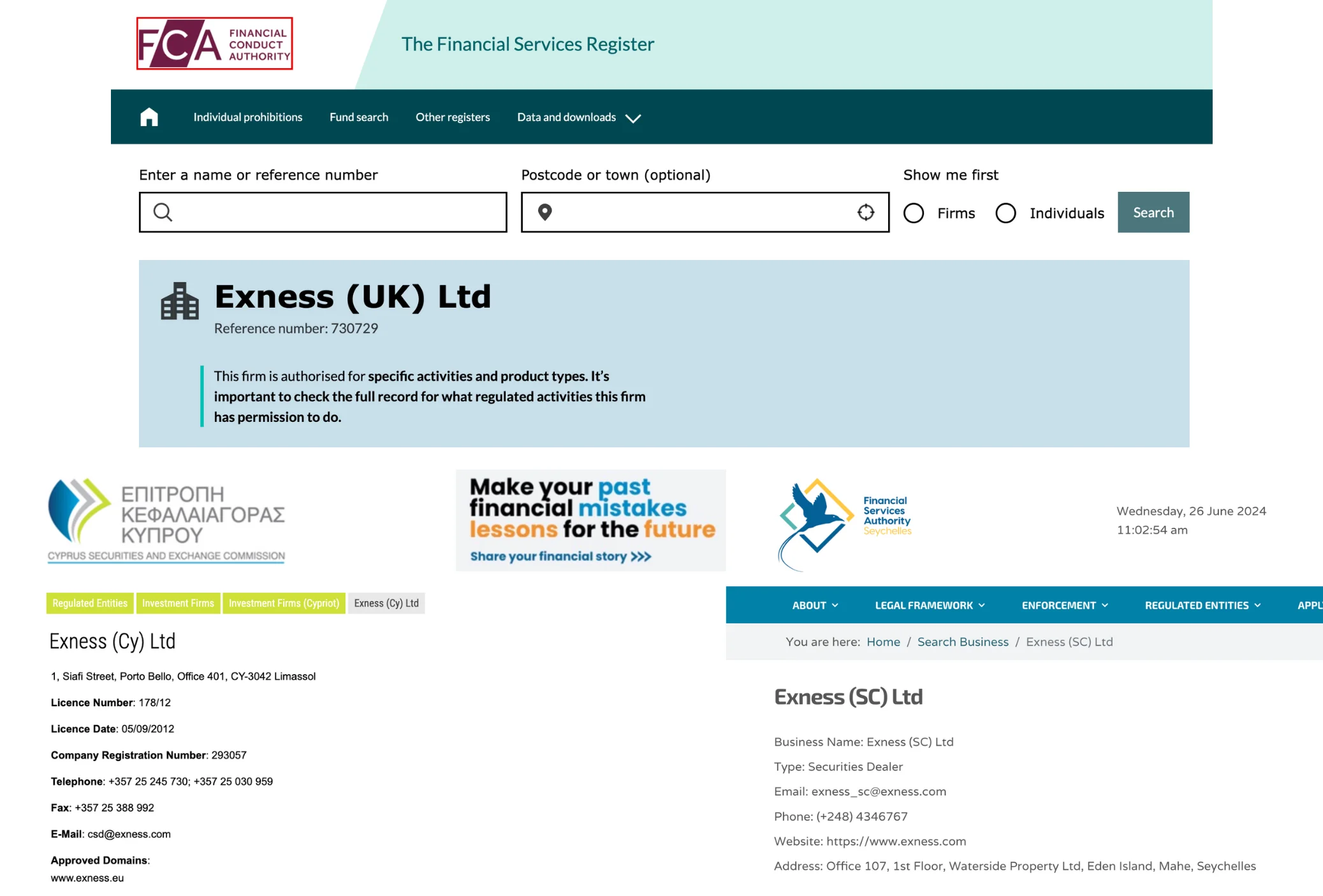 Financial Regulators of Exness